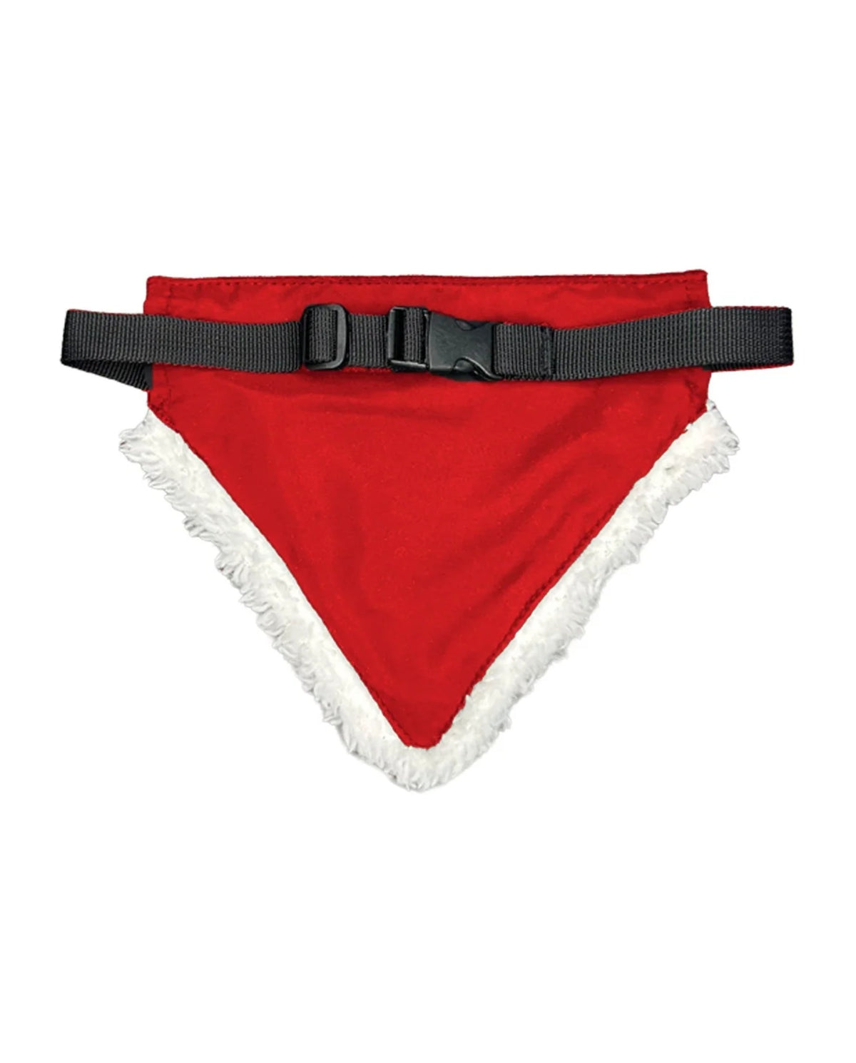 Retro della bandana di Natale rossa per cane con bordo in pile bianco e chiusura regolabile a sgancio