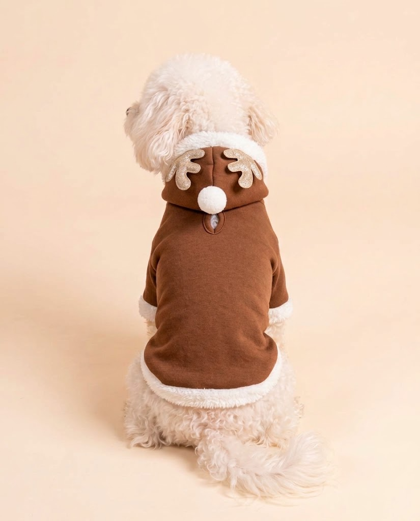 Felpa Renna per cane da personalizzare con il nome, vista da dietro