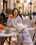 Set felpe abbinate Spritz o'clock grigio: lei e il suo cane all'aperitivo